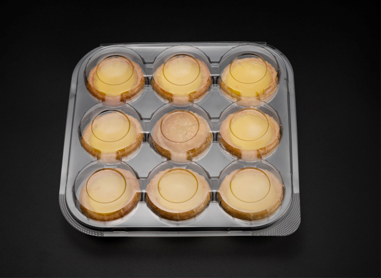 厂家批发定制自动扣透明烘焙吸塑盒绿豆饼9粒蛋挞吸塑包装盒定做